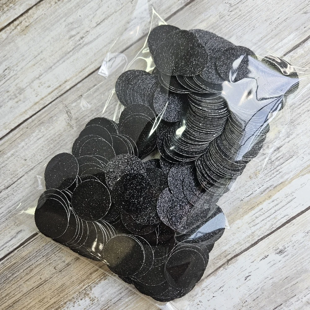 Black Glitter Circle Polka Dot Confetti
